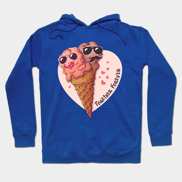 Together Forever Ice Cream Cones Couple Hoodie by Mako Design 